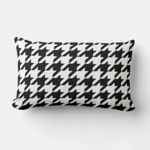 Classic Houndstooth Pattern: Black & White Vintage Lumbar Cushion