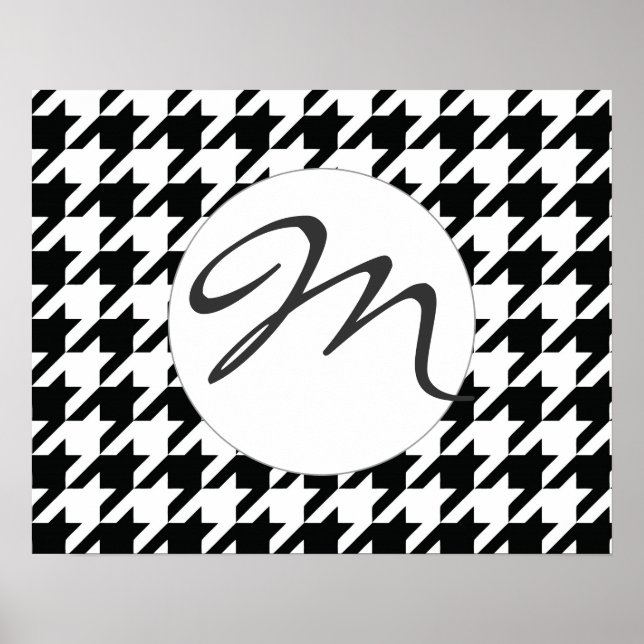 Classic Houndstooth Pattern: Black & White Vintage Poster (Front)