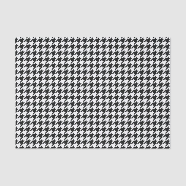 Classic Houndstooth Pattern: Black & White Vintage Tissue Paper (Front)