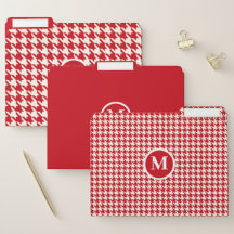 Classic Houndstooth Pattern Cherry Red and White