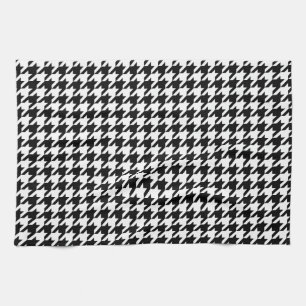 Classic houndstooth pattern Dogstooth check design Tea Towel