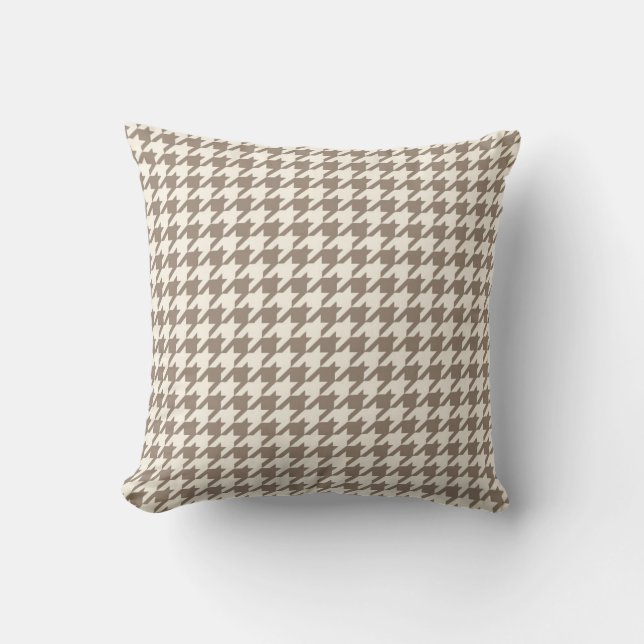 Classic Houndstooth Pattern in Tan and Cream Cushion (Front)