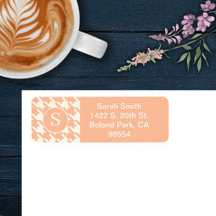 Classic Houndstooth Pattern Peachy Coral & White