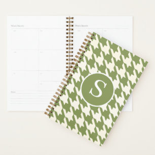 Classic Houndstooth Sage Green & White Monogram Planner