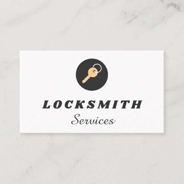 Classic House Key Logo Residential Locksmith Bold Business Card (Front)