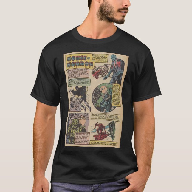 Classic House Of horrors Comic Book Monsters T-Shirt (Front)