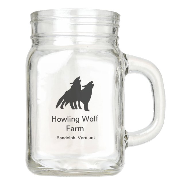 Classic Howling Wolf Mason Jar (Front)