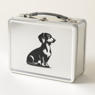Classic Hunting Dog Vintage Dachshund Drawing Copy Metal Lunch Box