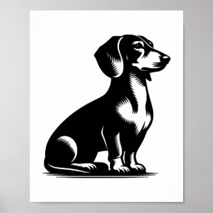 Classic Hunting Dog Vintage Dachshund Drawing  Poster