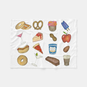Classic Iconic NYC New York City Foods Foodie Fleece Blanket