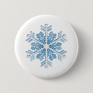 Classic Icy Blue Winter Christmas Snowflake 6 Cm Round Badge