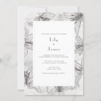 Classic Illustrated Floral Lilies Wedding Invitati