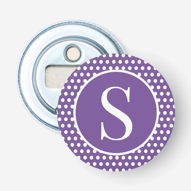 Classic initial letter Retro Polka Dots Bottle Opener (Front)