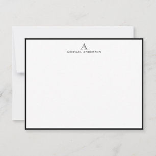 Classic Initial Monogram Black Border Note Card