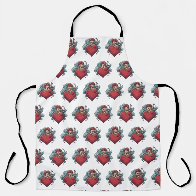Classic Ink Aprons: Heart and Cupid Collection Apron (Front)