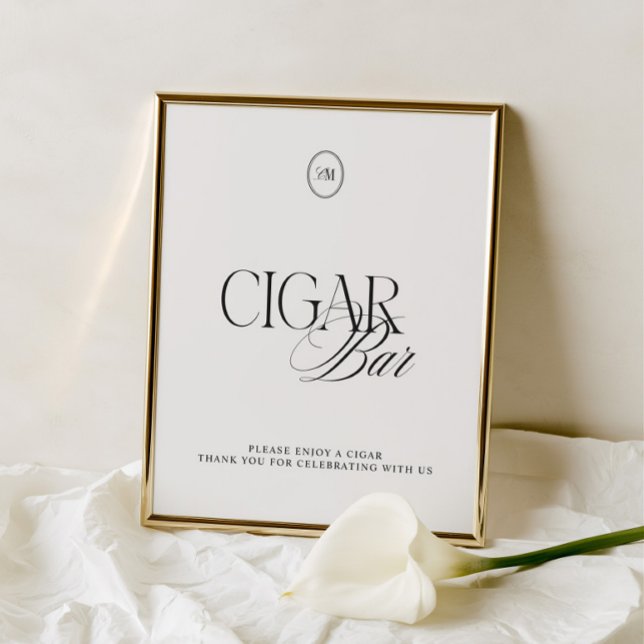 Classic Ink & Soft White Cigar Bar Wedding Sign (Classic Ink & Soft White Cigar Bar Wedding Sign)