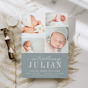 Classic Introduction Multi Photo Birth Announcement