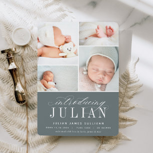 Classic Introduction Multi Photo Birth Announcement