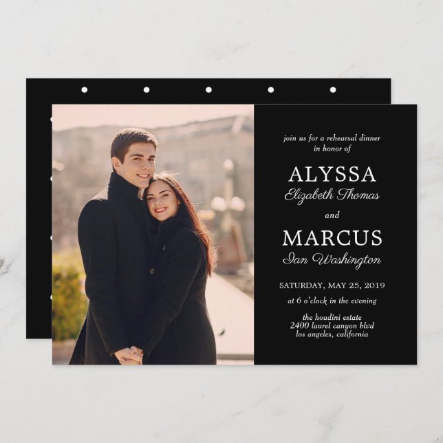Classic Invite Wedding Rehearsal Dinner Engagement (Front/Back)