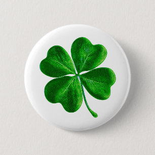 Classic Irish four leaf Clover 6 Cm Round Badge