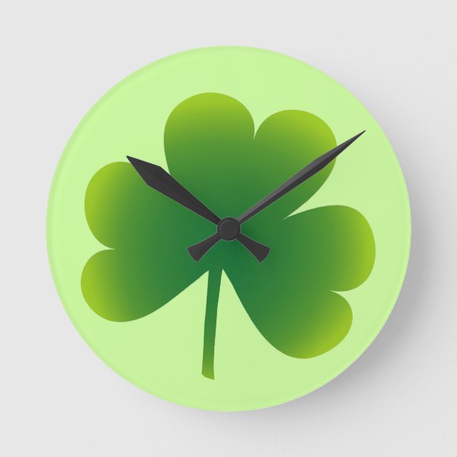 Classic Irish Shamrock Round Clock (Front)