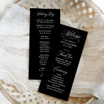 Classic Italian Elegance Black | Wedding Programme<br><div class="desc">These simple and elegant, dark black wedding welcome programs feature classic, old-world style with romantic white calligraphy. Set the tone for your luxe, sophisticated Italy inspired wedding with this classy, minimalist design. Easily add your order of ceremony, a special message of thanks to your guests, and the names of your...</div>