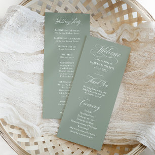 Classic Italian Elegance Sage Green   Wedding Programme