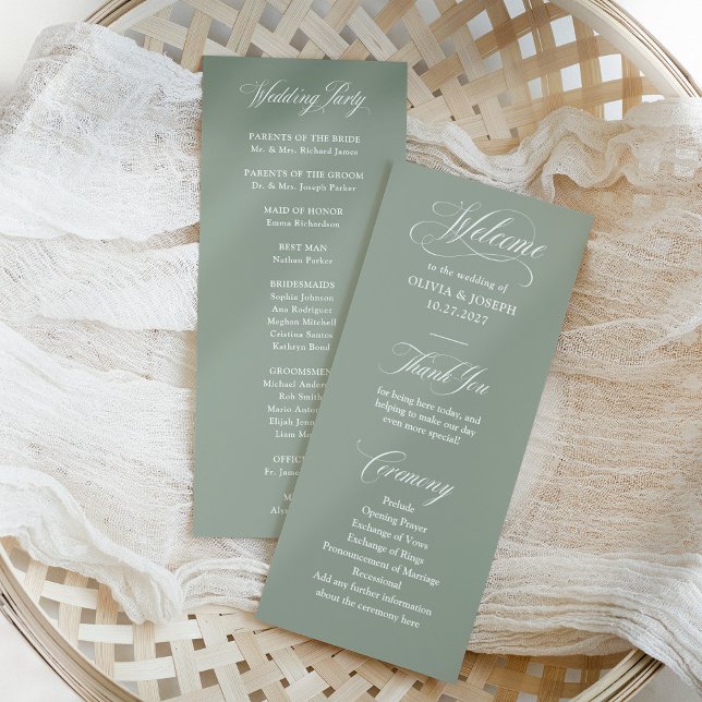 Classic Italian Elegance Sage Green | Wedding Programme (Creator Uploaded)
