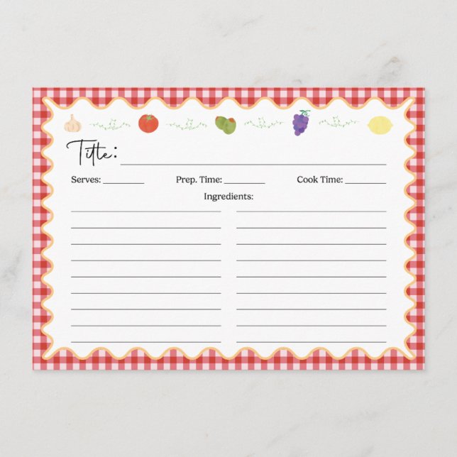Classic Italian Kitchen Recipe Card (Front)