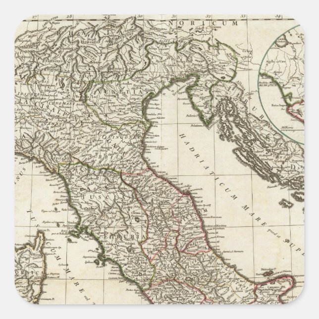 Classic Italian Map Square Sticker (Front)