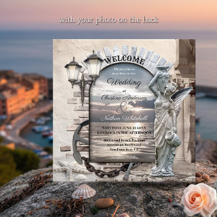 Classic Italian Nautical Photo Wedding Invitation