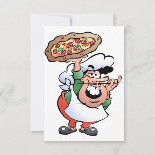 Classic Italian Pizza Chef Cartoon Invitation