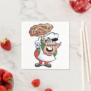 Classic Italian Pizza Chef Cartoon Napkin