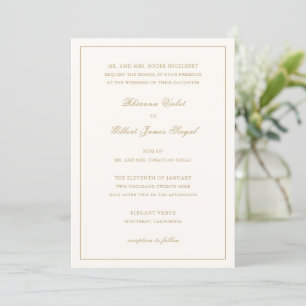 Classic Ivory and Gold Border Timeless Wedding Invitation