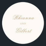 Classic Ivory and Gold Timeless Wedding Round Sticker<br><div class="desc">A classic and timeless design.</div>