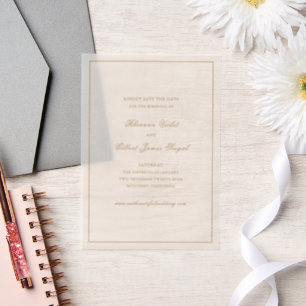 Classic Ivory and Gold Wedding Save the Date Vellum Invitations