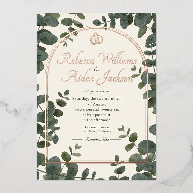 Classic Ivory and Rose Gold Foil Wedding (Front)