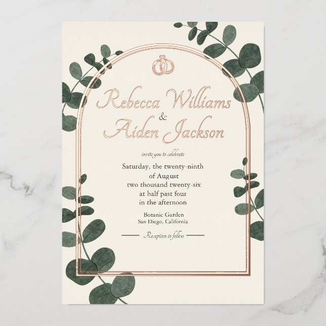 Classic Ivory and Rose Gold Foil Wedding (Front)