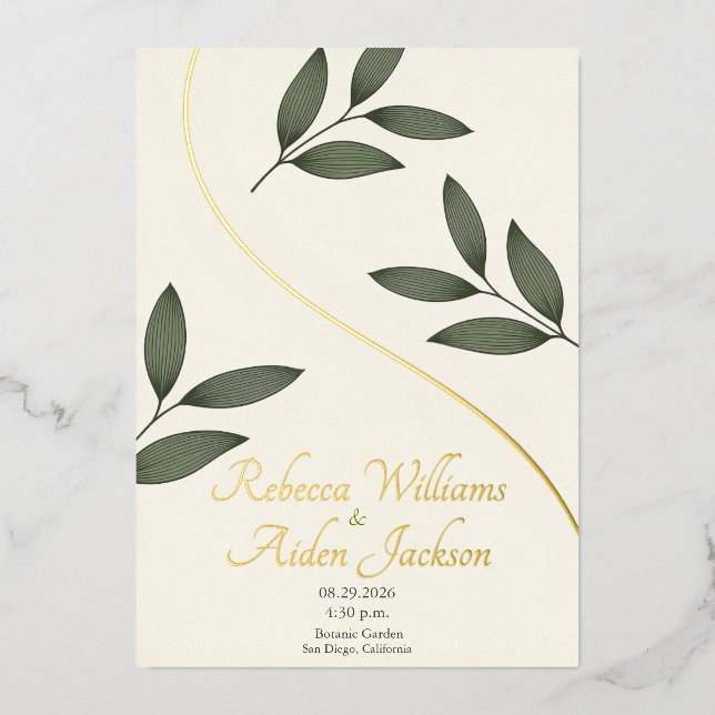 Classic Ivory and Rose Gold Foil Wedding Invitatio (Front)