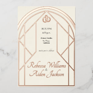 Classic Ivory and Rose Gold Foil Wedding Invitatio