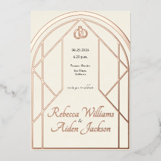 Classic Ivory and Rose Gold Foil Wedding Invitatio