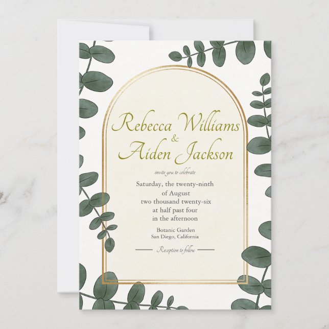 Classic Ivory and Rose Gold Wedding Invitation (Front)