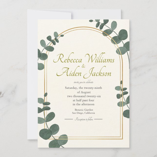 Classic Ivory and Rose Gold Wedding Invitation (Front)