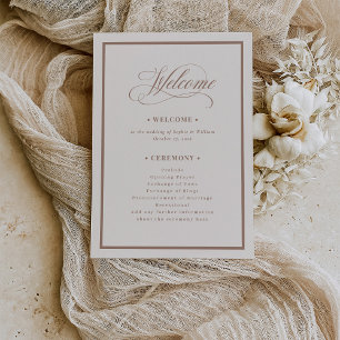 Classic Ivory and Taupe Luxe Neutral Wedding Programme