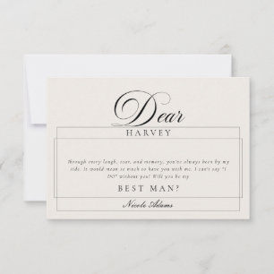 Classic Ivory Black Best Man Proposal Cards