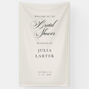 Classic Ivory Black Bridal Shower Banner Sign