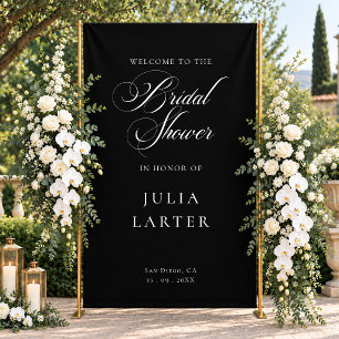 Classic Ivory Black Calligraphy Bridal Shower Banner