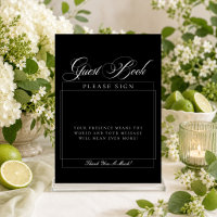 Classic Ivory Black Calligraphy Guest Book Sign