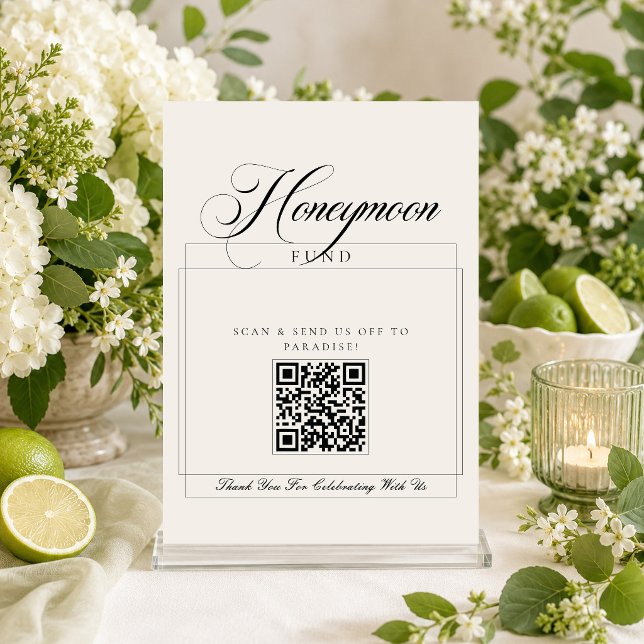 Classic Ivory Black Calligraphy Honeymoon Fund Invitation (Creator Uploaded)