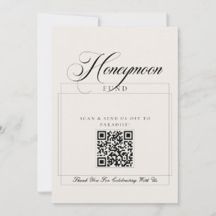 Classic Ivory Black Calligraphy Honeymoon Fund Invitation
